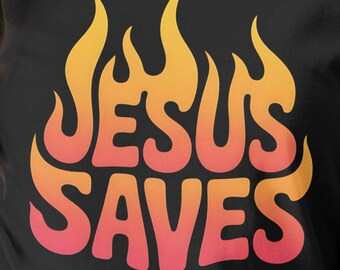 Jesus Saves T-Shirt: Flame Gradient Christian Graphic Tee