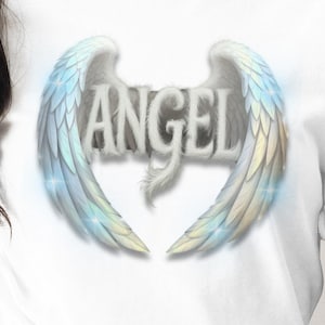 Camiseta con alas de ángel: Camiseta gráfica de ángel guardián