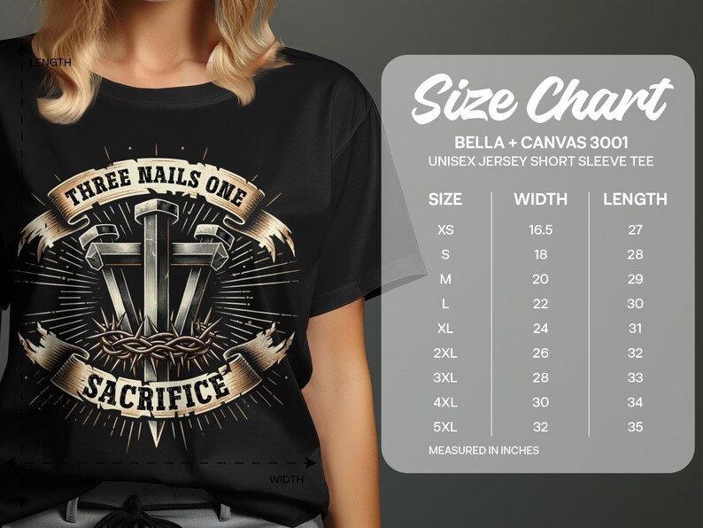 Three Nails One Sacrifice T-Shirt, Christian Faith Shirt, Religious Graphic Tee, Inspirational Wear, Faith Based Apparel