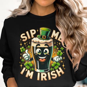 Sip Me I'm Irish T-Shirt: Funny St. Patrick's Day Guinness Tee image 3