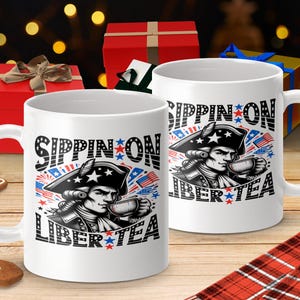 Libertea Mug: Patriotic USA Coffee Cup, American Revolution Gift