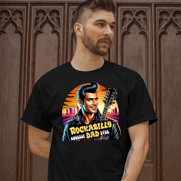 Retro Rockabilly Dad T-Shirt, Coolest Dad Ever, Cool Father's Gift, Vintage Rocker Design, Men's Graphic Tee, Rockabilly Daddy Tee,Cool Dad