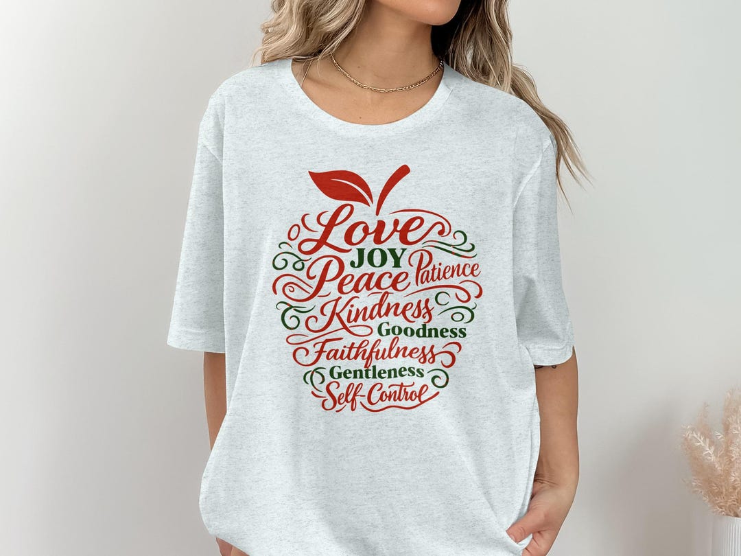 Fruit of the Spirit Christian T-shirt, Love Joy Peace Apple Design - Etsy