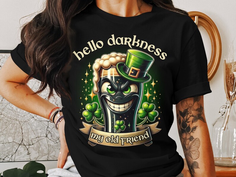 Funny St Patrick's Day T-Shirt: Guinness Lover Shamrock Graphic Tee image 2