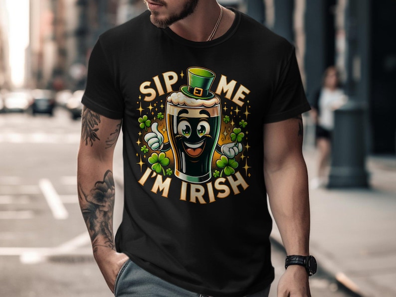 Sip Me I'm Irish T-Shirt: Funny St. Patrick's Day Guinness Tee image 2