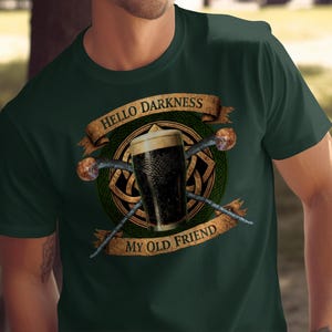 Hello Darkness My Old Friend Shirt, Beer Lovers Tee, Funny Graphic T-Shirt, Novelty Drinking Shirt, Men’s Gift Idea