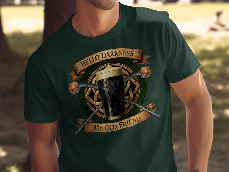 Hello Darkness My Old Friend Shirt, Beer Lovers Tee, Funny Graphic T-Shirt, Novelty Drinking Shirt, Men’s Gift Idea