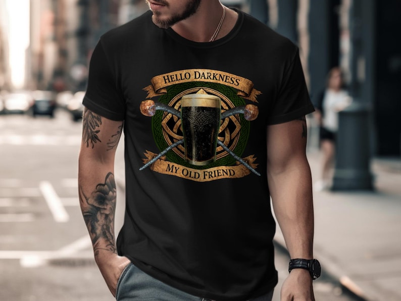 Hello Darkness My Old Friend Shirt, Funny Graphic Tee, Cool Gift for Beer Lovers, Vintage Design, Men's Casual T-Shirt