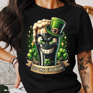 Funny Guinness St. Patrick's Day T-Shirt: Sip Me I'm Irish image 2