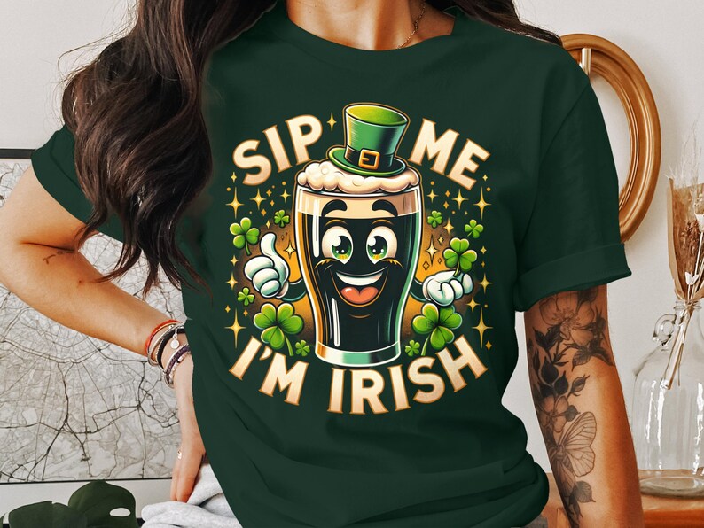 Sip Me I'm Irish T-Shirt: Funny St. Patrick's Day Guinness Tee image 5