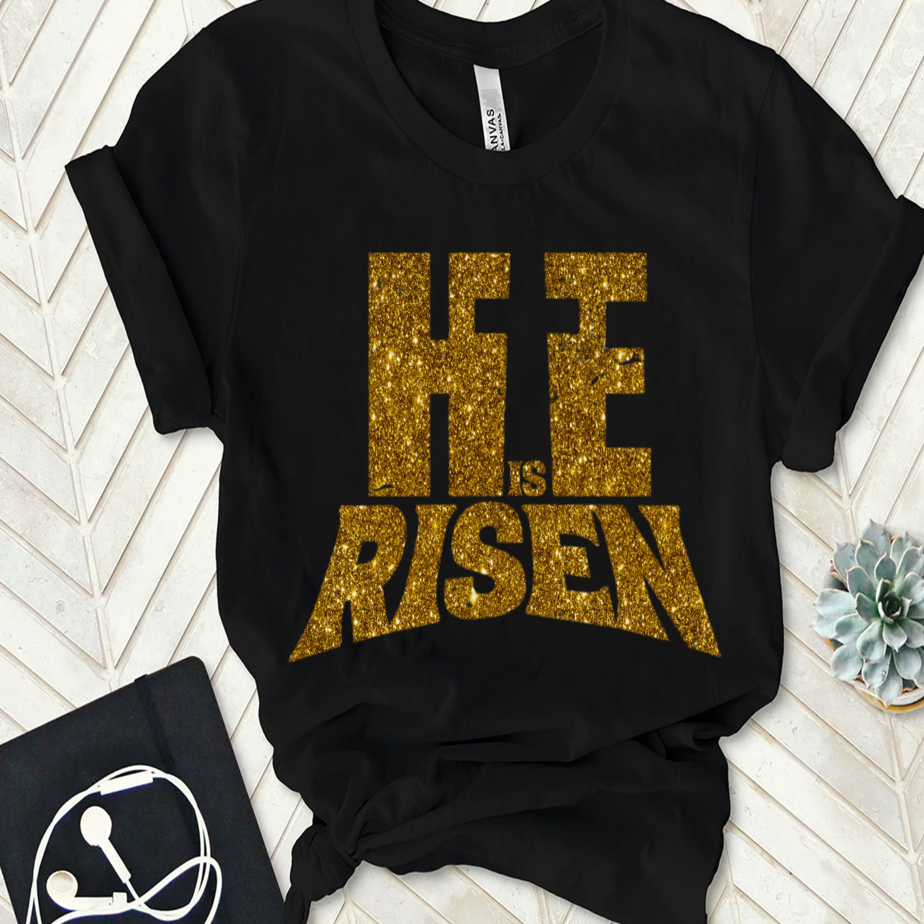 HE IS RISEN W/BLING TEE main image 0