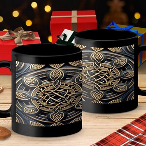 Celtic Knotwork Mug, Unique Coffee Mug, Intricate Pattern, Artistic Ceramic Mug, Gift for Coffee Lovers, Stylish Drinkware