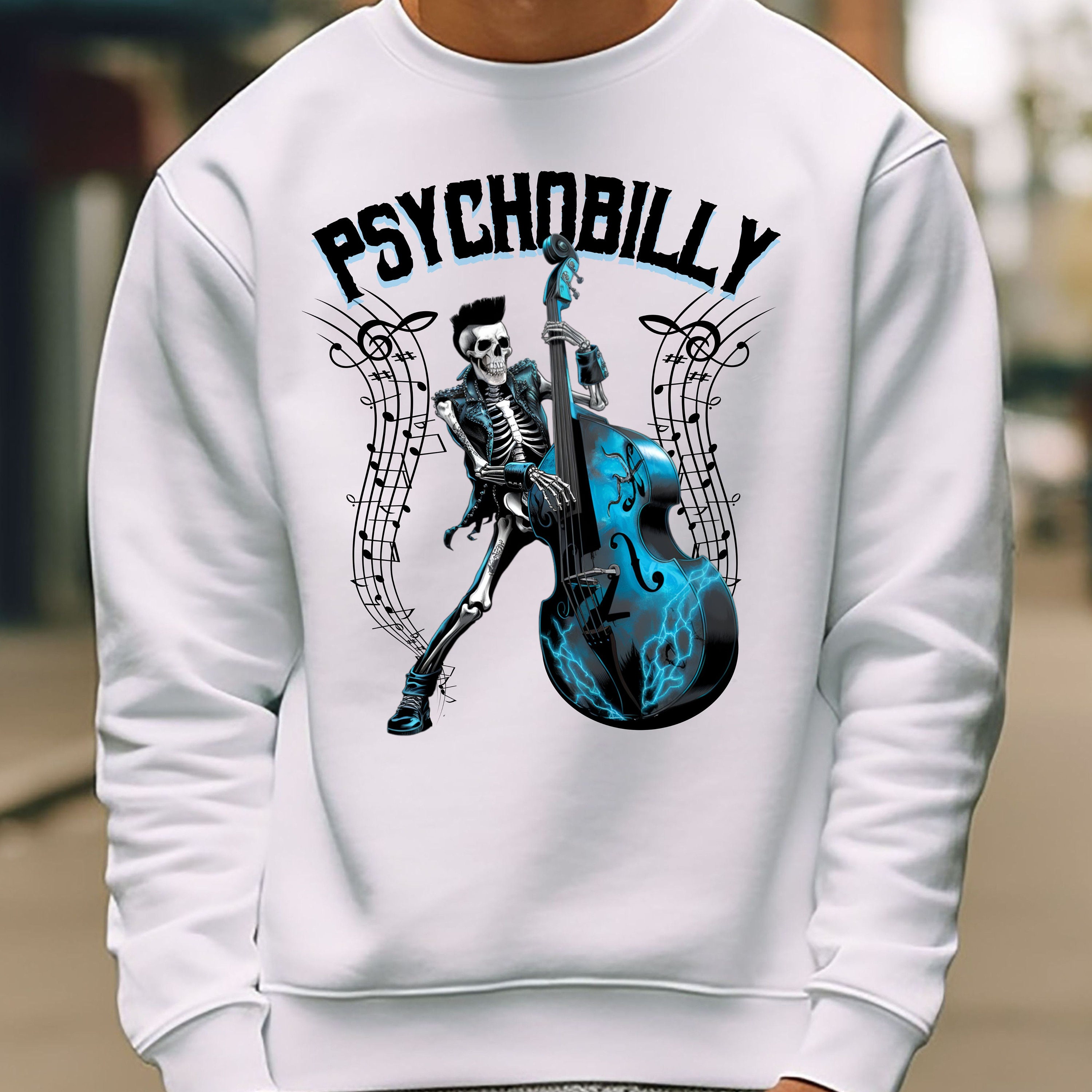 サイコビリー スケルトン アップライトベース Tシャツ：ロカビリー