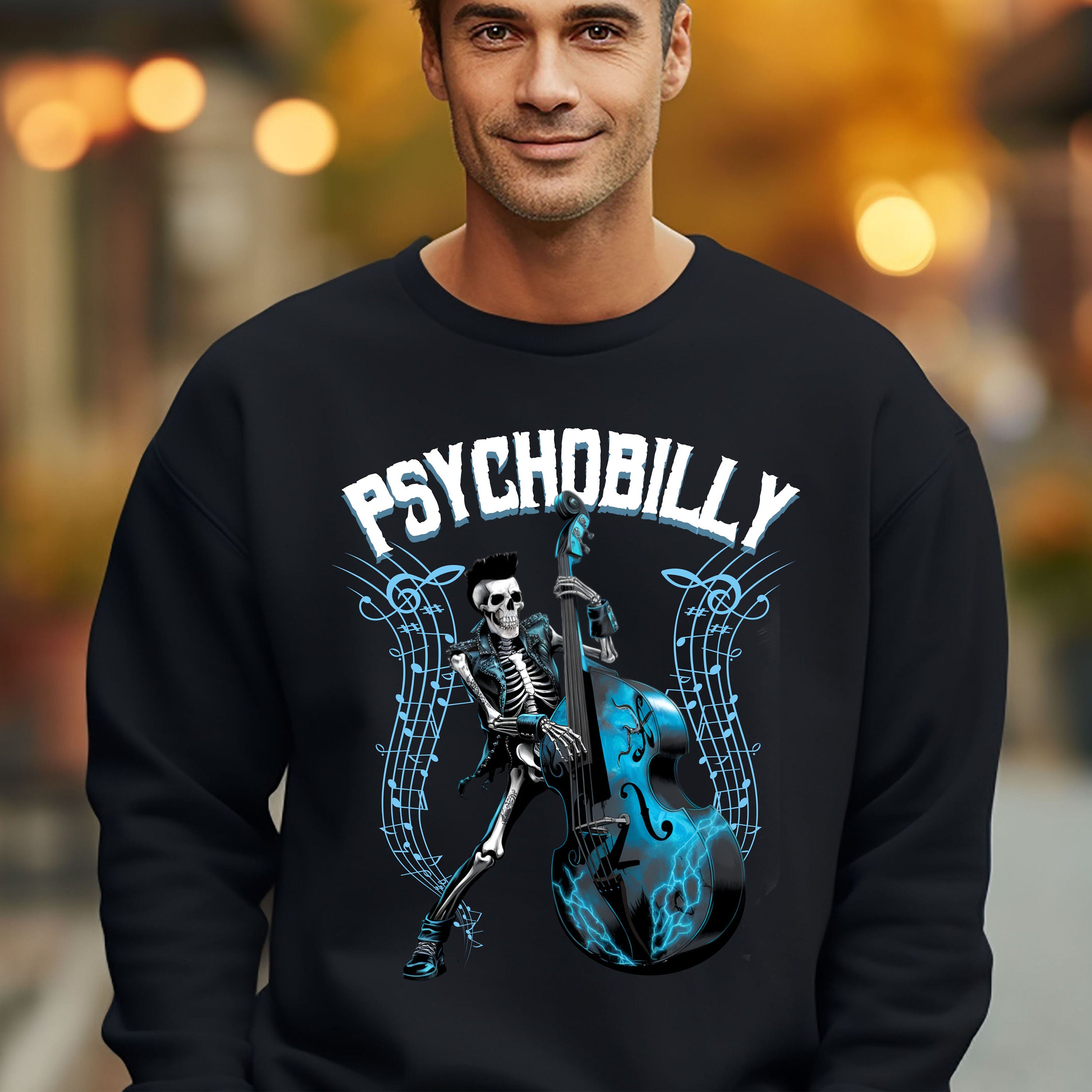 サイコビリー スケルトン アップライトベース Tシャツ：ロカビリー