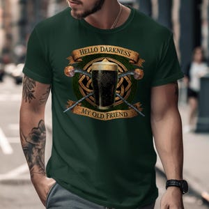 Hello Darkness My Old Friend Shirt, Beer Lover T-Shirt, Funny Drinking Tee, Mens Graphic Tee, Novelty Shirt for Beer Lovers, Gift for Him