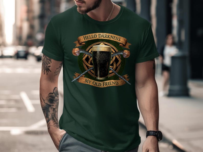 Hello Darkness My Old Friend Shirt, Beer Lover T-Shirt, Funny Drinking Tee, Mens Graphic Tee, Novelty Shirt for Beer Lovers, Gift for Him