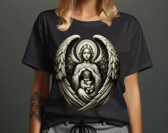 Vintage Angel and Child T-Shirt: Guardian Angel Art