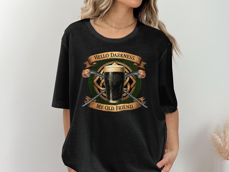 Hello Darkness My Old Friend T-Shirt, Beer Lovers Gift, Funny Vintage Graphic Tee, Unisex Casual Top
