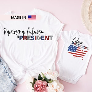 Criando a un futuro presidente, camisas a juego de mamá y yo, atuendo de mamá y yo, camisas de mamá y bebé, día de la madre, camisetas de moda para mamá