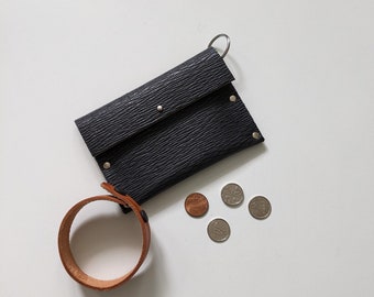 Genuine Leather Pouch, Black Leather Pouch, Purse Organizer, Gift Card Bag, Coin Purse, Leather Coin Card Purse, Keyring Wallet