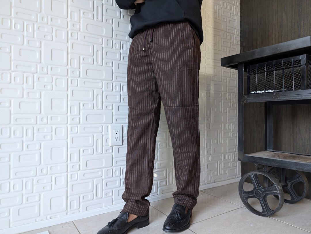 Cotton & Linen Pinstripe Drawstring Pants