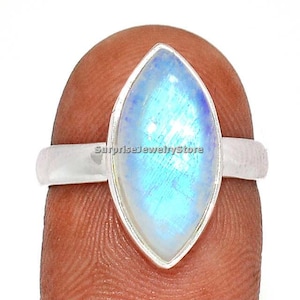 Rainbow moonstone natural gemstone 925 solid sterling silver plated handmade ring