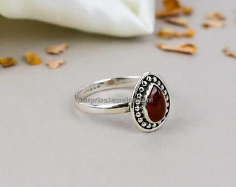 Bague bohème en cornaline : bague décorative en argent sterling 925 faite main