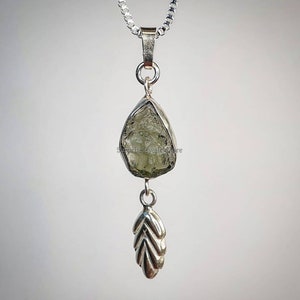 Genuine Moldavite Rough Pendant Natural Gemstone From Czech Republic 925 Sterling Silver Plated Handmade Designer Jewelry