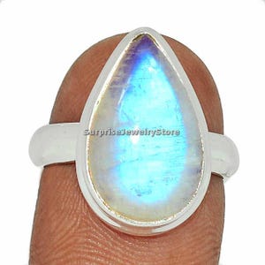Rainbow moonstone natural gemstone 925 solid sterling silver plated handmade ring