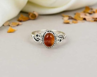 Carnelian Ring: Boho Sterling Silver Statement Ring