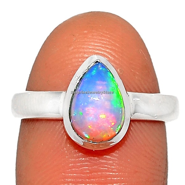 Fire Opal Ring, Polished Rough Opal Ring, October Birthday Gift, Raw Stone Jewelry, Ring For Women, Engagement Ring, Christmas Gift