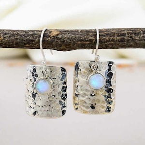 Mondstein Ohrring, 925 Massiv Sterling Silber Ohrring, Mondstein baumeln Ohrring, Geburtstagsgeschenk für sie, Geschenk für Mama