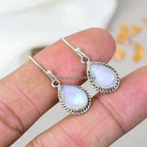 Rainbow Moonstone Earring, Gemstone Earring, 925 Sterling Silver Earring, Handmade Earring, Women's Earring, Dangle Earring, Gift For Mom