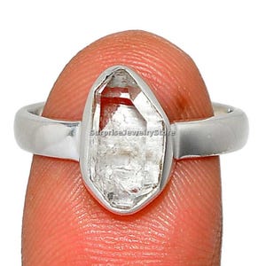 Herkimer diamant natuurlijke edelsteen 925 massief sterling verzilverde handgemaakte ring