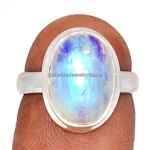 Rainbow moonstone natural gemstone 925 solid sterling silver plated handmade ring