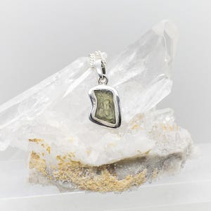Genuine Moldavite Rough Pendant Natural Gemstone From Czech Republic 925 Sterling Silver Plated Handmade Designer Jewelry