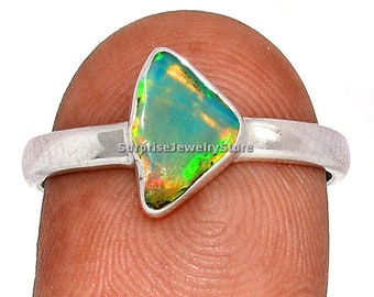 Opal Rough Ring, Natural Gemstone Ring, 925 solid Silver Starling Handmade Jewelry, Gift For Her SJ-0180