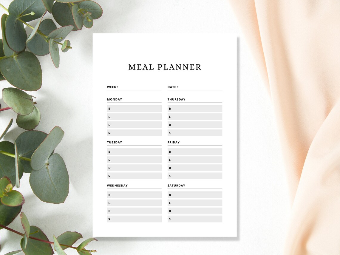 Printable Weekly Meal Planner, INSTANT DOWNLOAD, Weekly Menu Planner ...