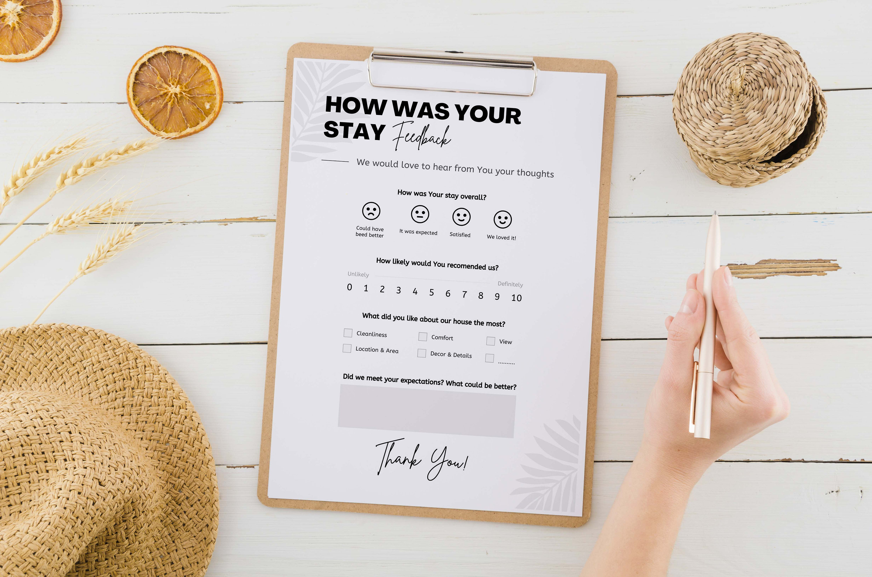 Guest Comment Feedback Form | Vacation Rental Feedback | Form for AirBnB Host | A4 + US Letter| Printable PDF & Customizable Canva Template