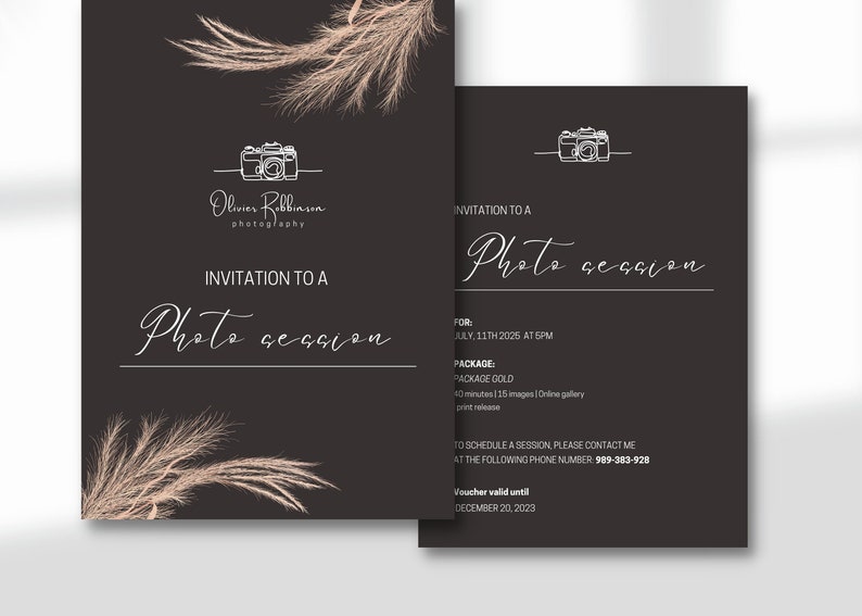 Photographer Gift Certificate Template, Invitation for Photo Session ...