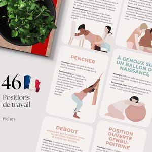 46 Positions de Travail Cartes Flash, Positions de Travail Imprimables, Outil d'Éducation à l'Accouchement, Accouchement Naturel, Rebozo