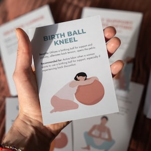 Cartes-éclair imprimables pendant le travail/positions de travail, outil d'éducation à l'accouchement, Naissance naturelle, positions de naissance rebozo, positions du ballon d'accouchement