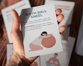 Labour/Labor Positions Printable Flashcards, Childbirth Education Tool, Natural Birth, Rebozo Birth Positions, Birthing Ball Positions