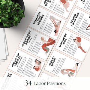 Cartes mémoire imprimables sur les positions de travail, outil d’éducation à l’accouchement, cartes de naissance naturelles, positions de naissance Rebozo et de boule d’accouchement