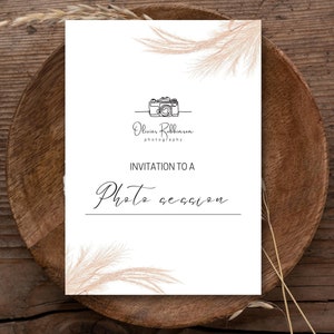 Plantilla de certificado de regalo para fotógrafo, invitación para sesión de fotos, plantillas de tarjetas de regalo de fotografía, plantilla imprimible para fotógrafo
