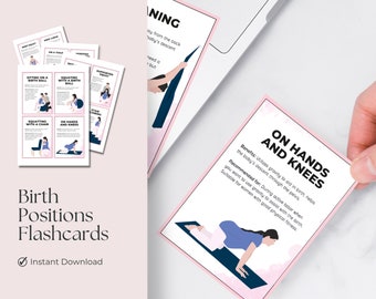 Cartes éclair sur les positions de travail et de naissance | Postes de travail alternatifs | Cartes Doulas | Outil d'éducation à l'accouchement naturel | Cadeau doula