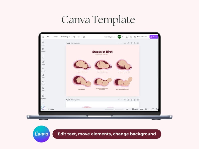 Mechanism of Labour Stages of Birth Digitals | PNG Images & Canva | PDF ...