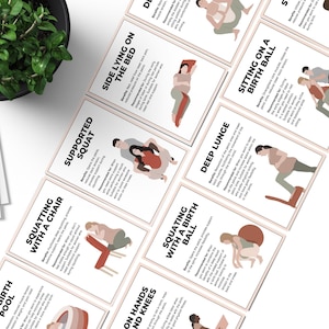 Afdrukbare flitskaarten arbeidsposities | Alternatieve arbeidsposities | Doulakaarten | Educatief hulpmiddel voor natuurlijke bevallingen | GeboortepositiesKaarten