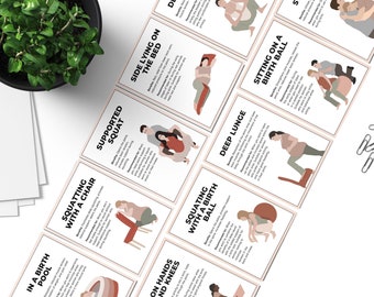 Druckbare Arbeitspositionen Karteikarten | Alternative Arbeitspositionen | Doula Karten |Natürliche Geburt Lernwerkzeug | GeburtspositionenKarten