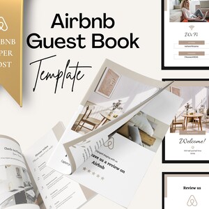 Airbnb Host Guest Book Template made in Canva | Vacation rental hosting | Real Estate Hosting | Airbnb Ideas | Airbnb Welcome Book